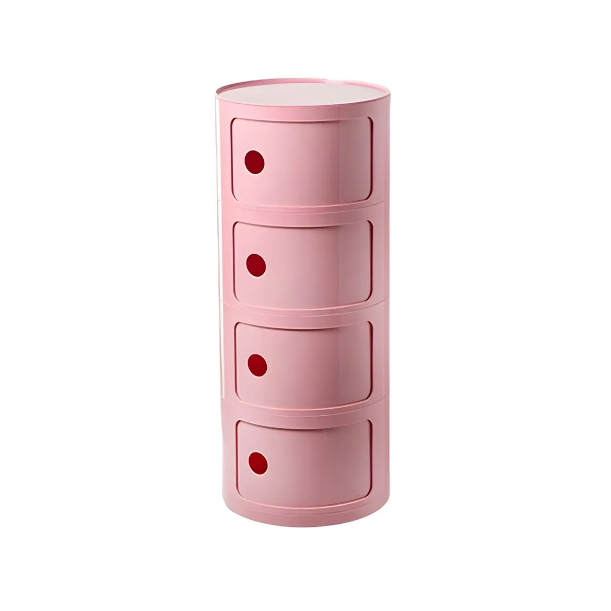 Pink Round Plastic Nightstand with Shelves and Cabinet Image - 67