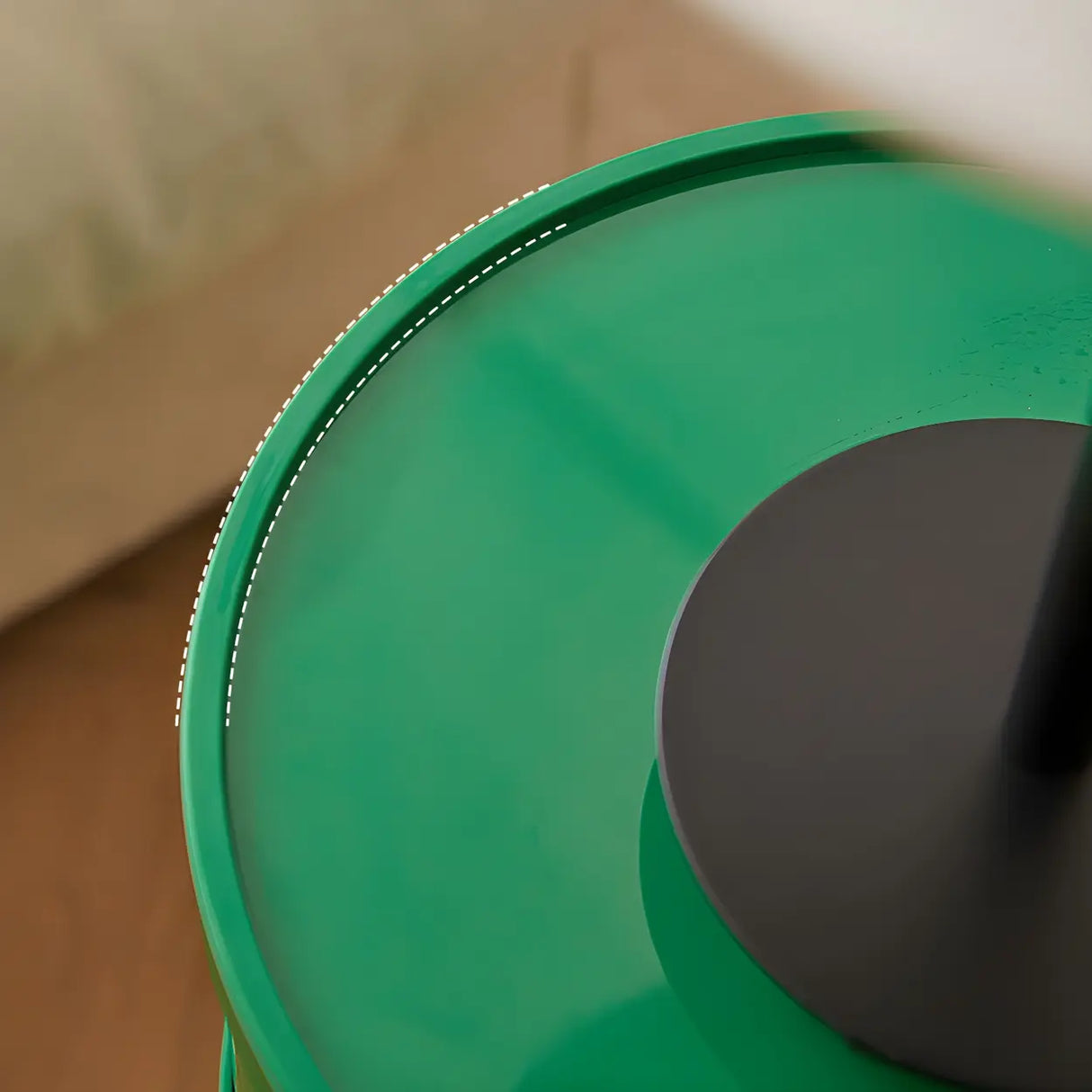 Pink Round Plastic Nightstand with Shelves and Cabinet Image - 13