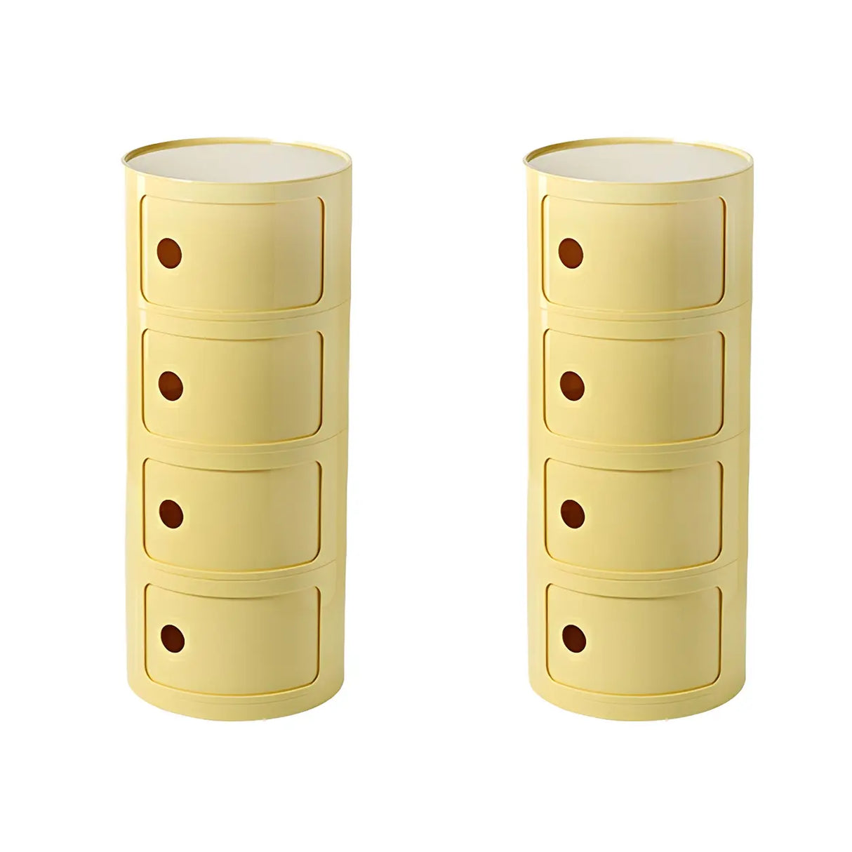 Pink Round Plastic Nightstand with Shelves and Cabinet Image - 74