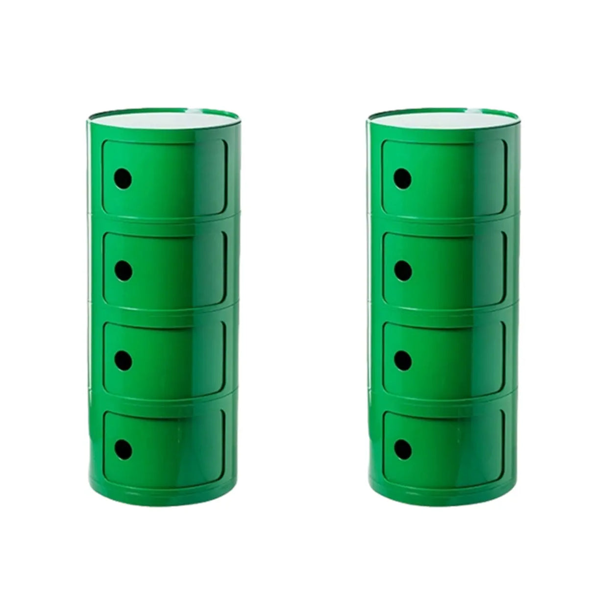 Pink Round Plastic Nightstand with Shelves and Cabinet Image - 18