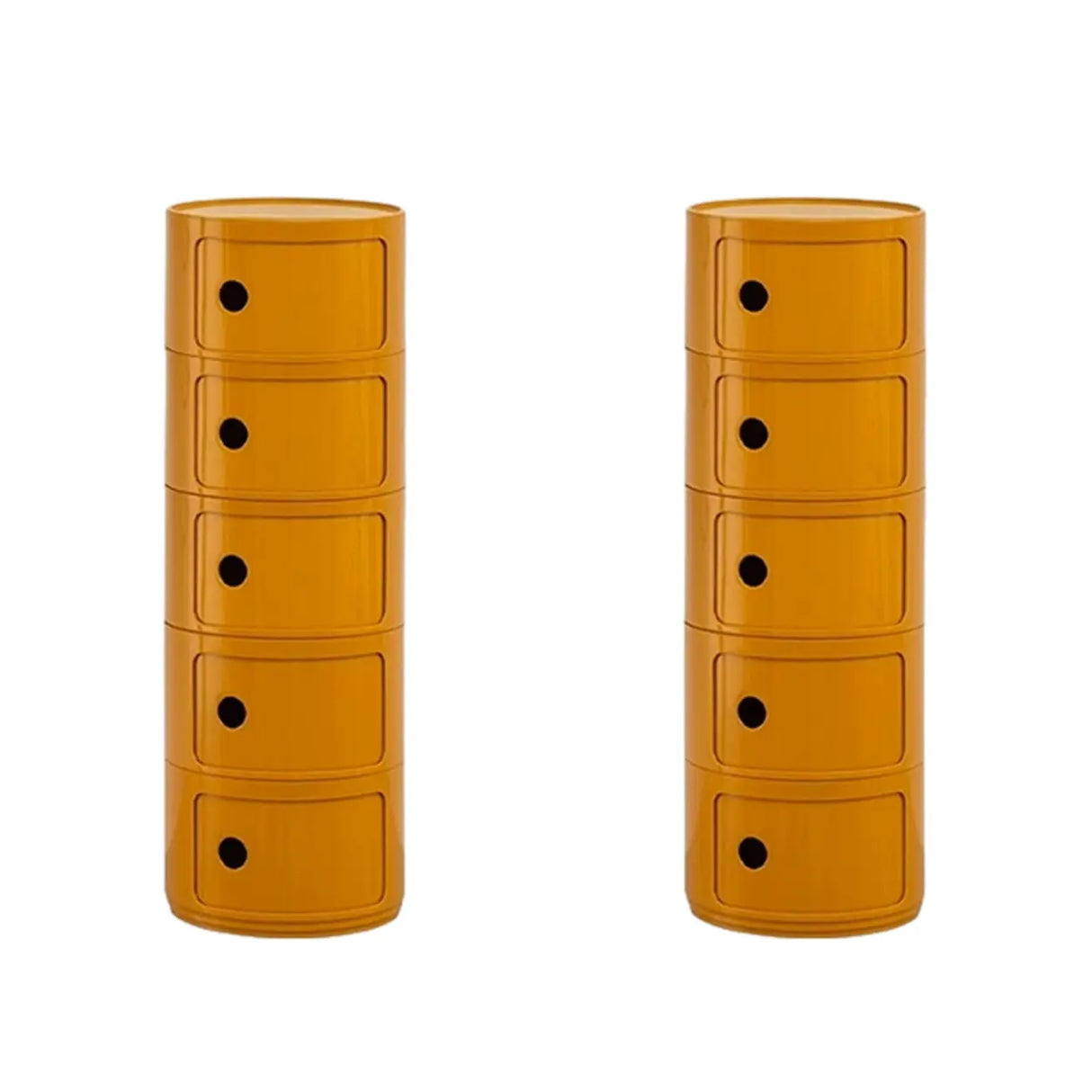 Pink Round Plastic Nightstand with Shelves and Cabinet Image - 22