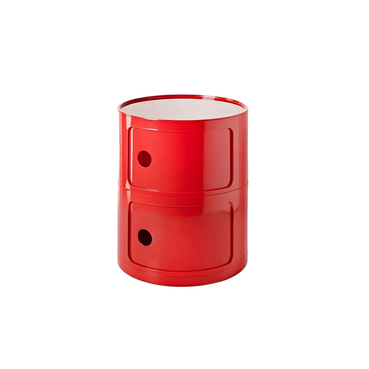 Pink Round Plastic Nightstand with Shelves and Cabinet Image - 79