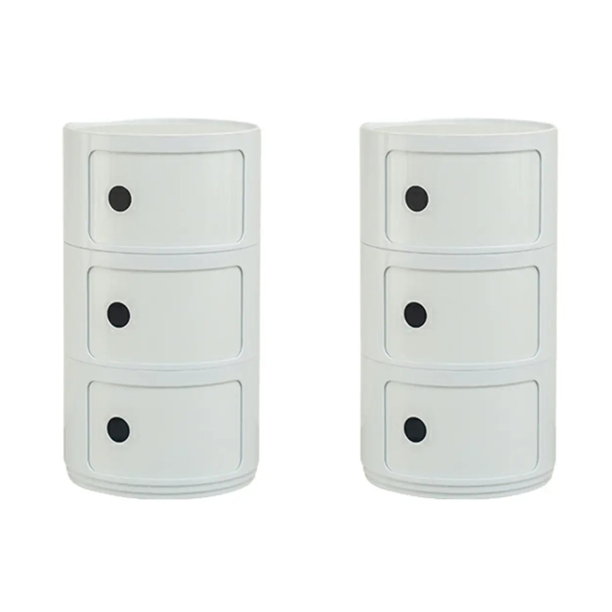 Pink Round Plastic Nightstand with Shelves and Cabinet Image - 24