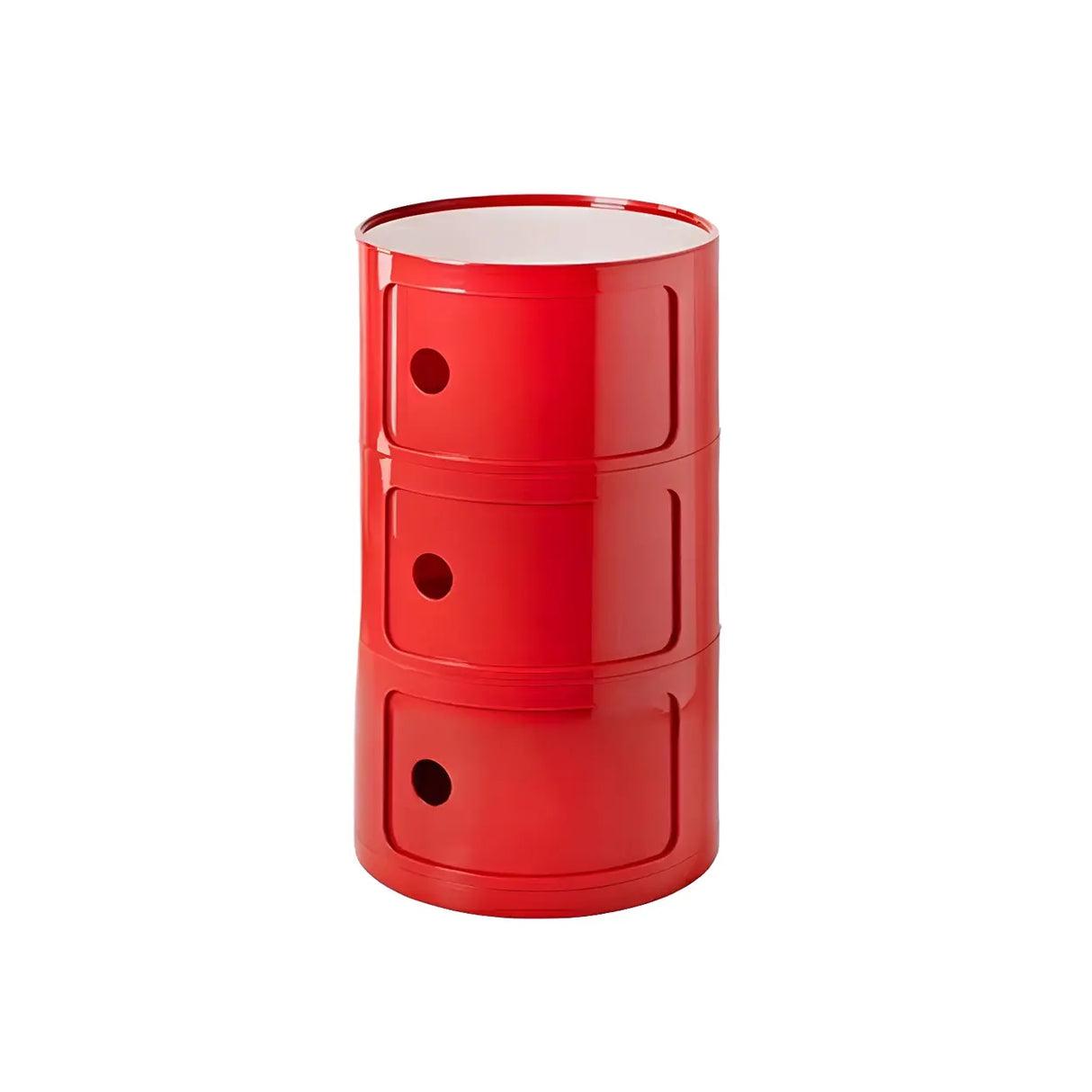 Pink Round Plastic Nightstand with Shelves and Cabinet Image - 81