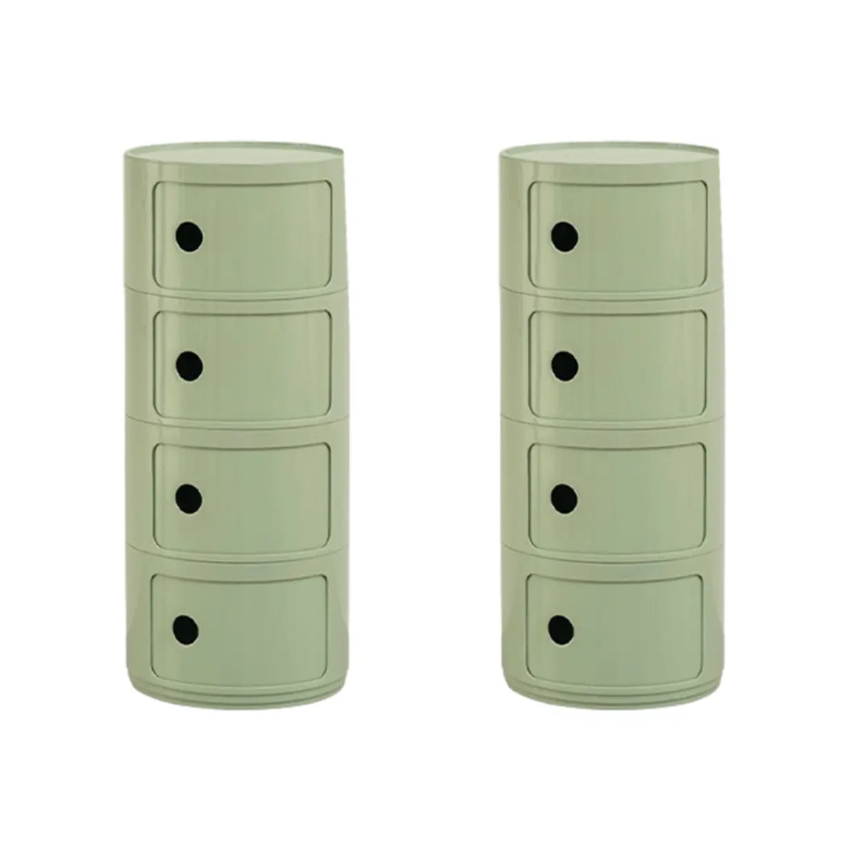 Pink Round Plastic Nightstand with Shelves and Cabinet Image - 26