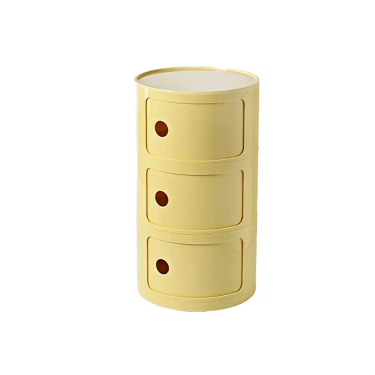 Pink Round Plastic Nightstand with Shelves and Cabinet Image - 27