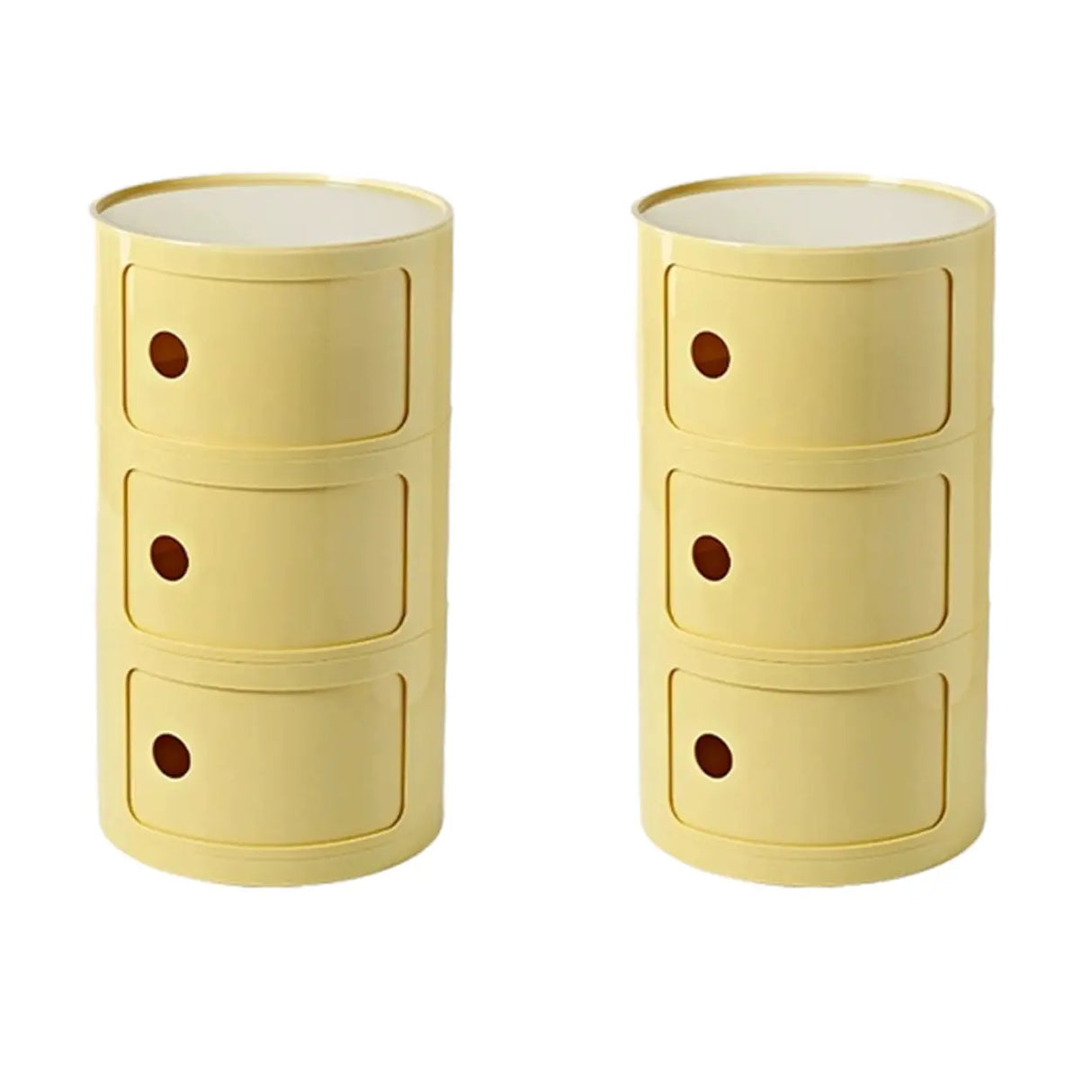 Pink Round Plastic Nightstand with Shelves and Cabinet Image - 28