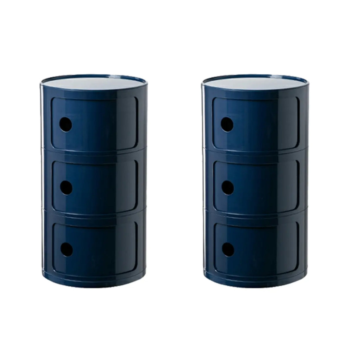 Pink Round Plastic Nightstand with Shelves and Cabinet Image - 30