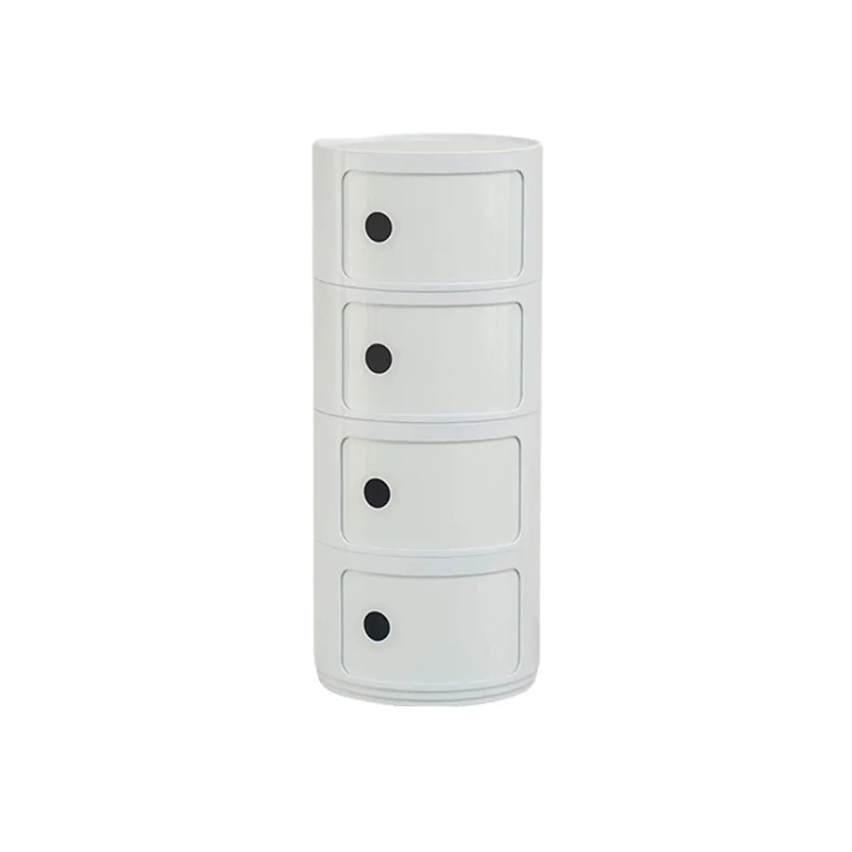 Pink Round Plastic Nightstand with Shelves and Cabinet Image - 31