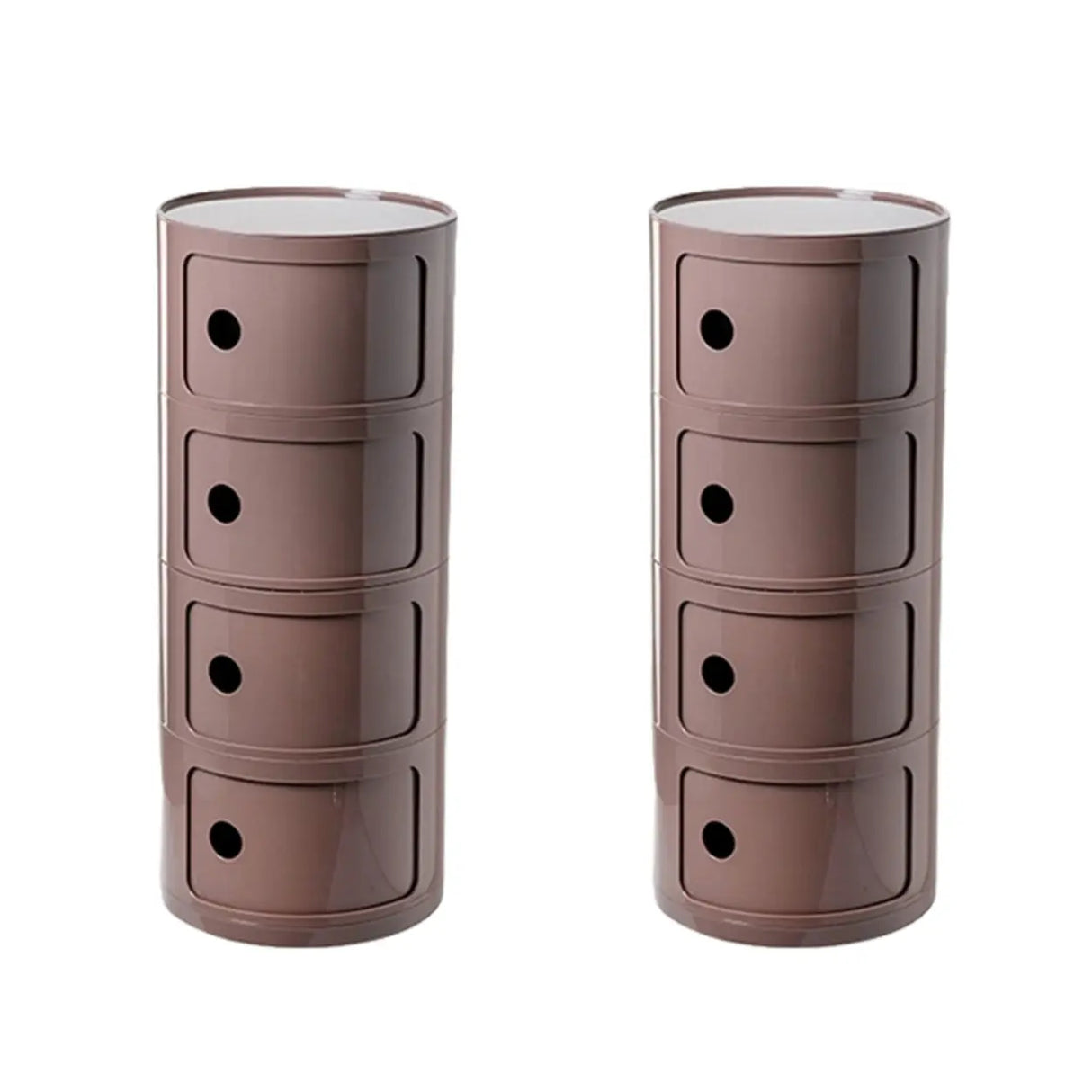 Pink Round Plastic Nightstand with Shelves and Cabinet Image - 88