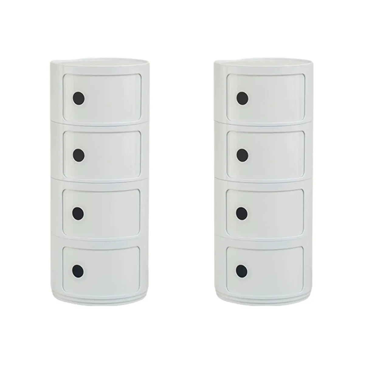 Pink Round Plastic Nightstand with Shelves and Cabinet Image - 32