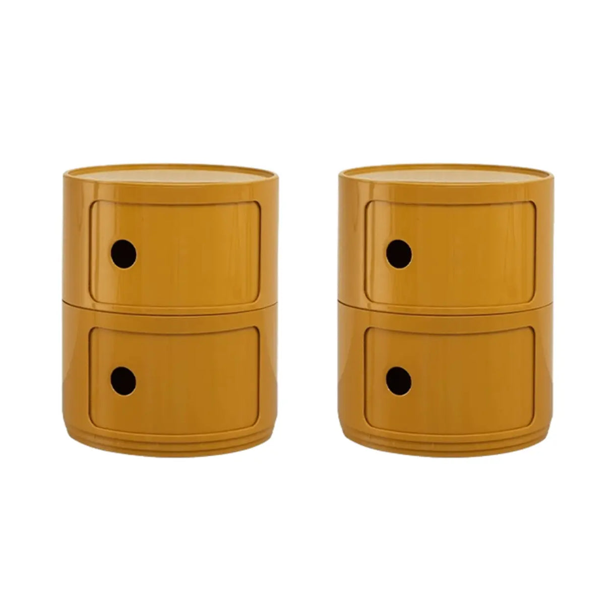 Pink Round Plastic Nightstand with Shelves and Cabinet Image - 90