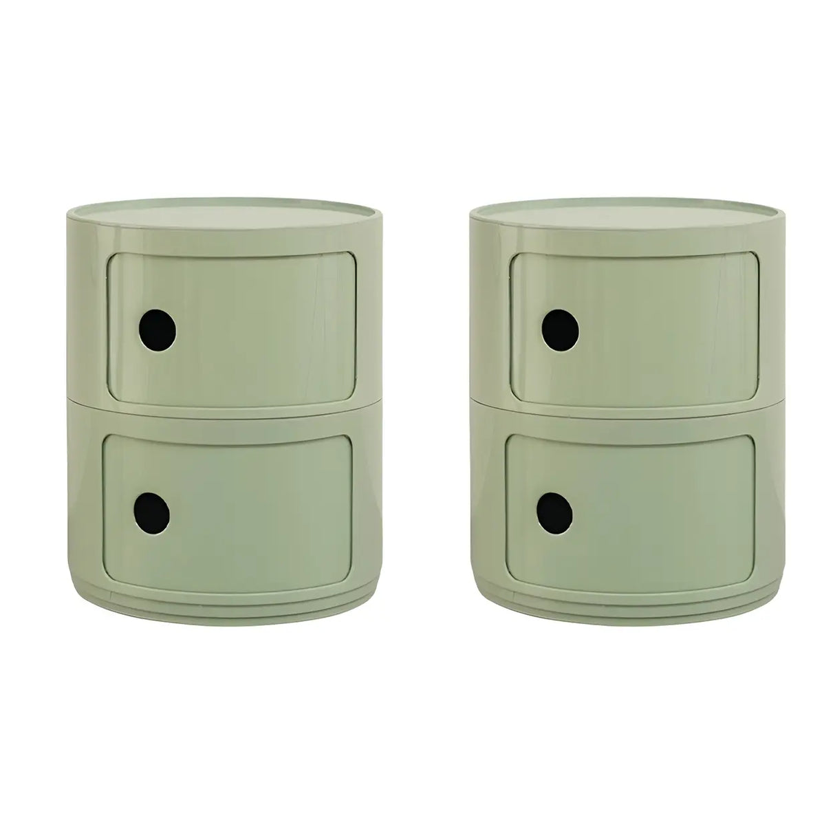 Pink Round Plastic Nightstand with Shelves and Cabinet Image - 92