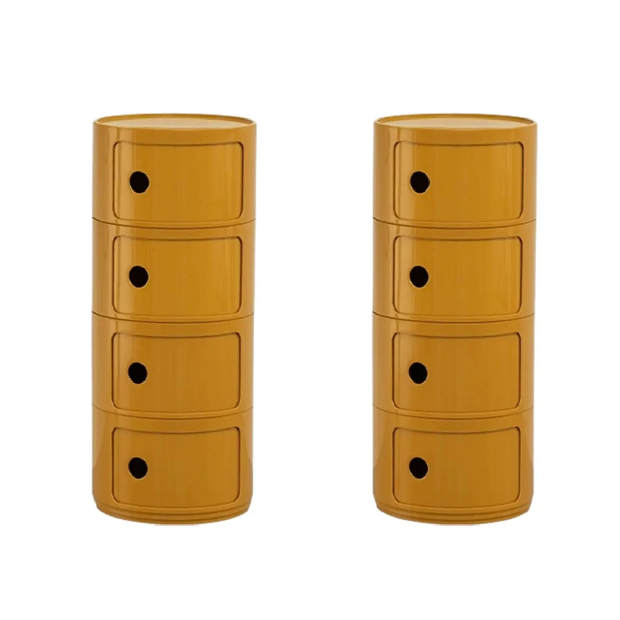 Pink Round Plastic Nightstand with Shelves and Cabinet Image - 36