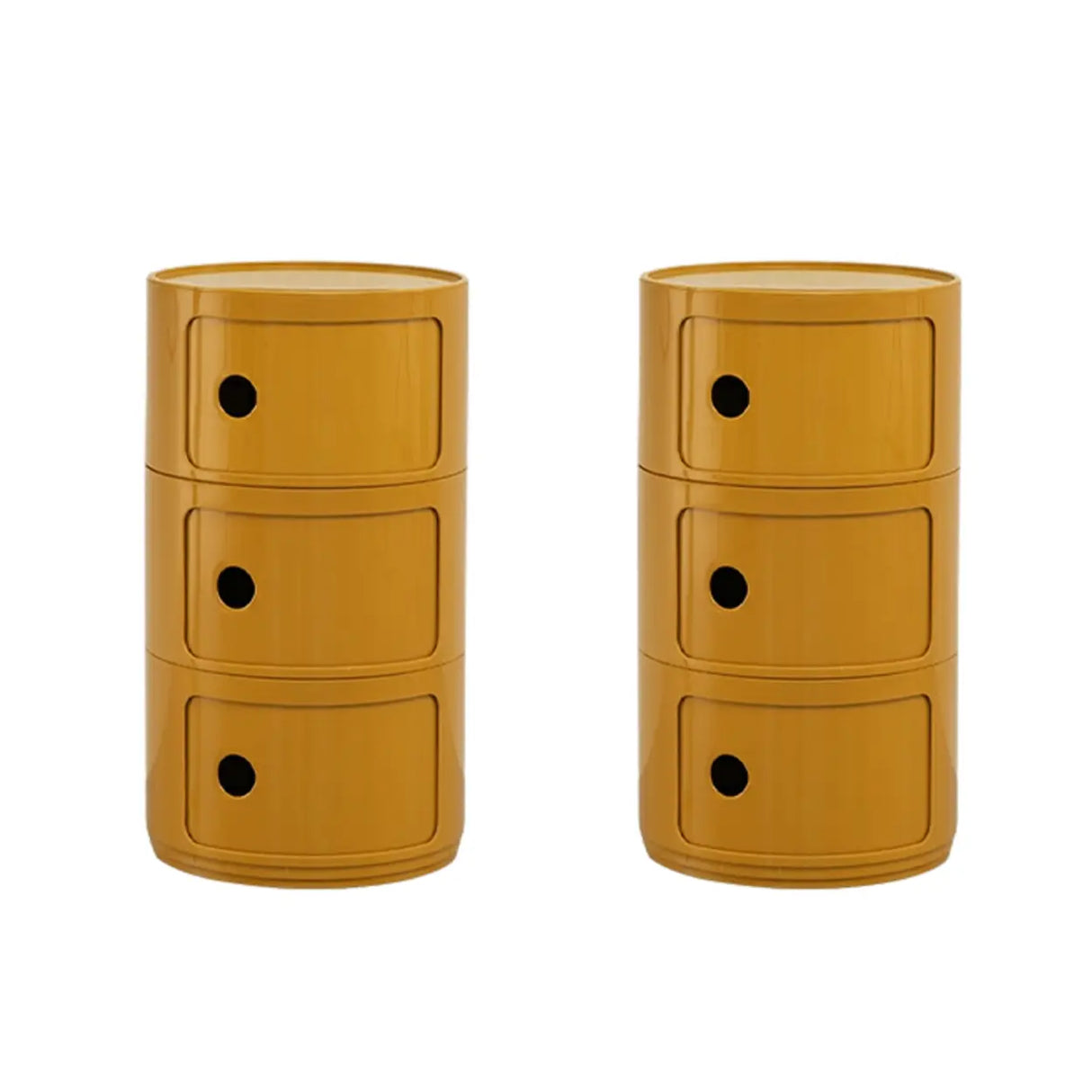 Pink Round Plastic Nightstand with Shelves and Cabinet Image - 94