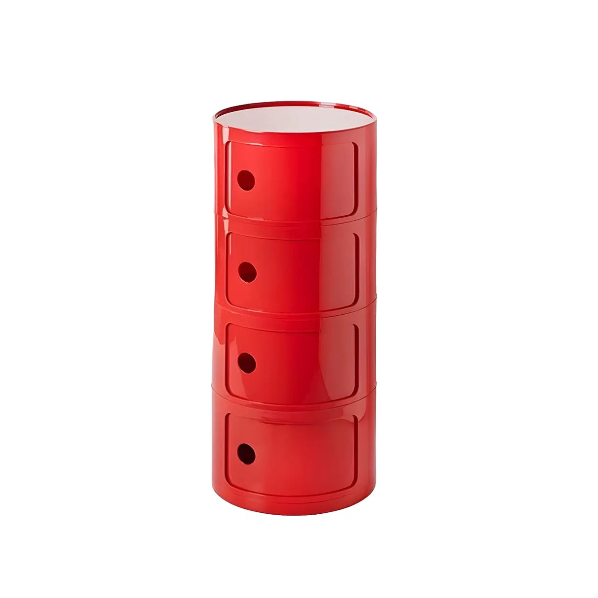 Pink Round Plastic Nightstand with Shelves and Cabinet Image - 59