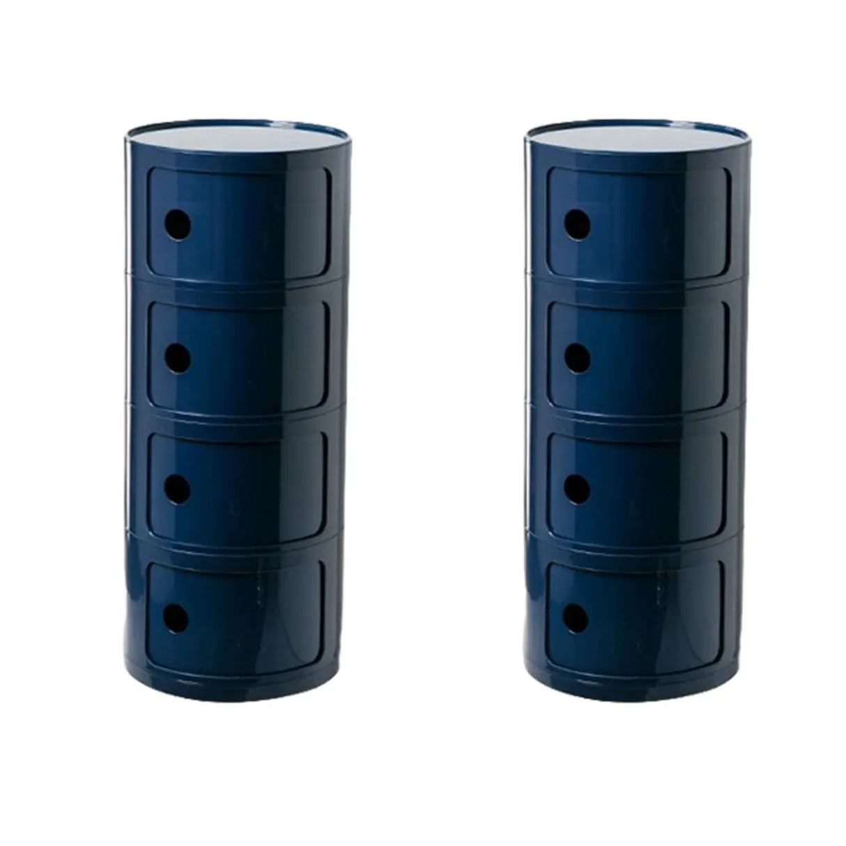 Pink Round Plastic Nightstand with Shelves and Cabinet Image - 4