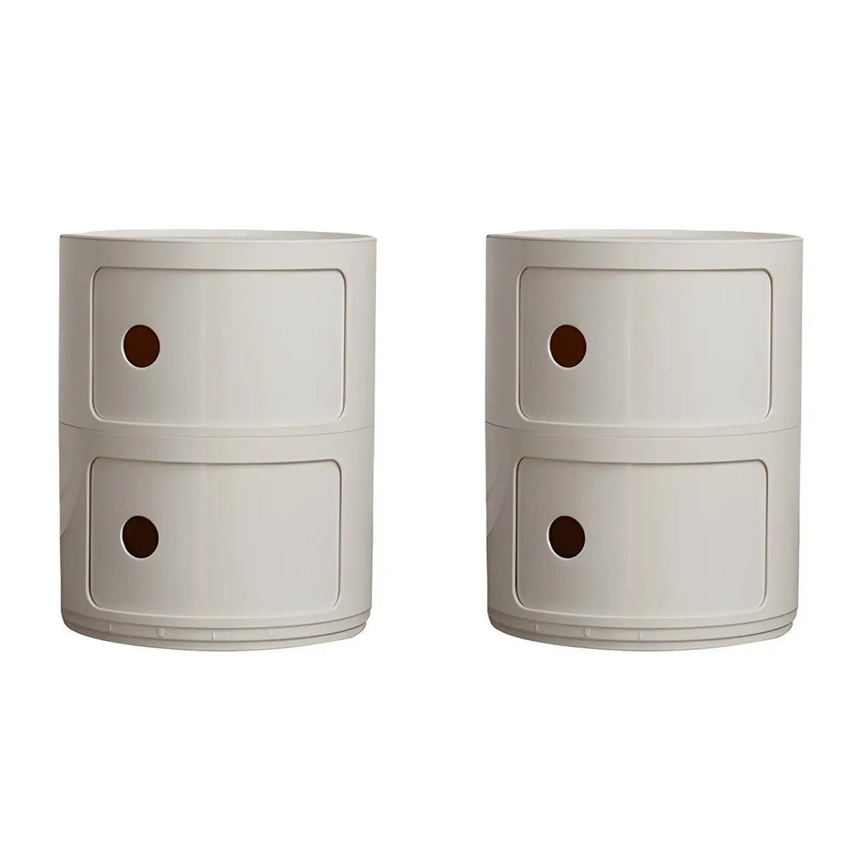 Pink Round Plastic Nightstand with Shelves and Cabinet Image - 40