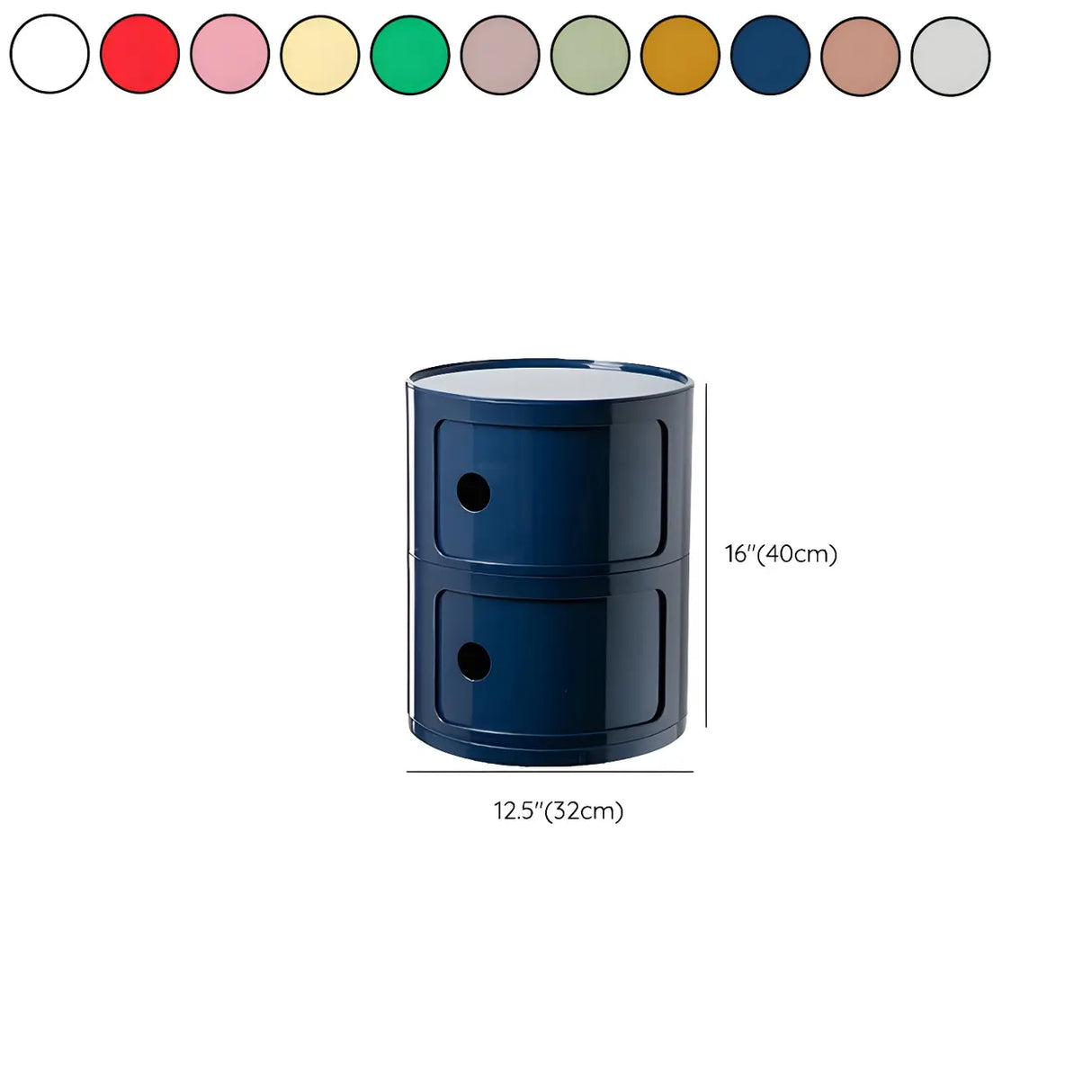 Pink Round Plastic Nightstand with Shelves and Cabinet