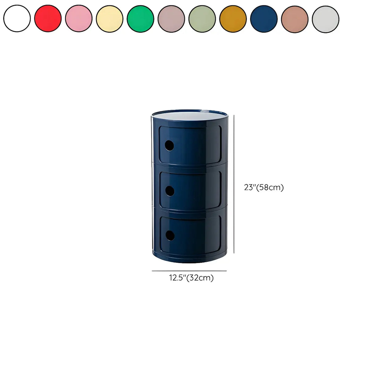 Pink Round Plastic Nightstand with Shelves and Cabinet Image - 98