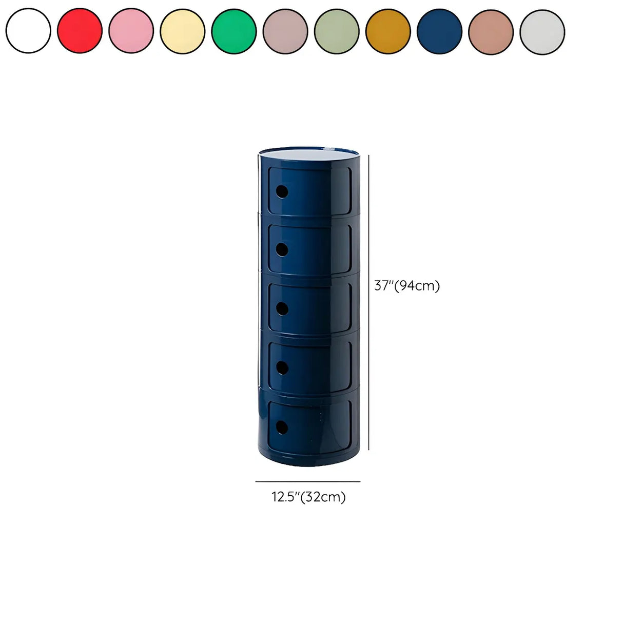 Pink Round Plastic Nightstand with Shelves and Cabinet Image - 100