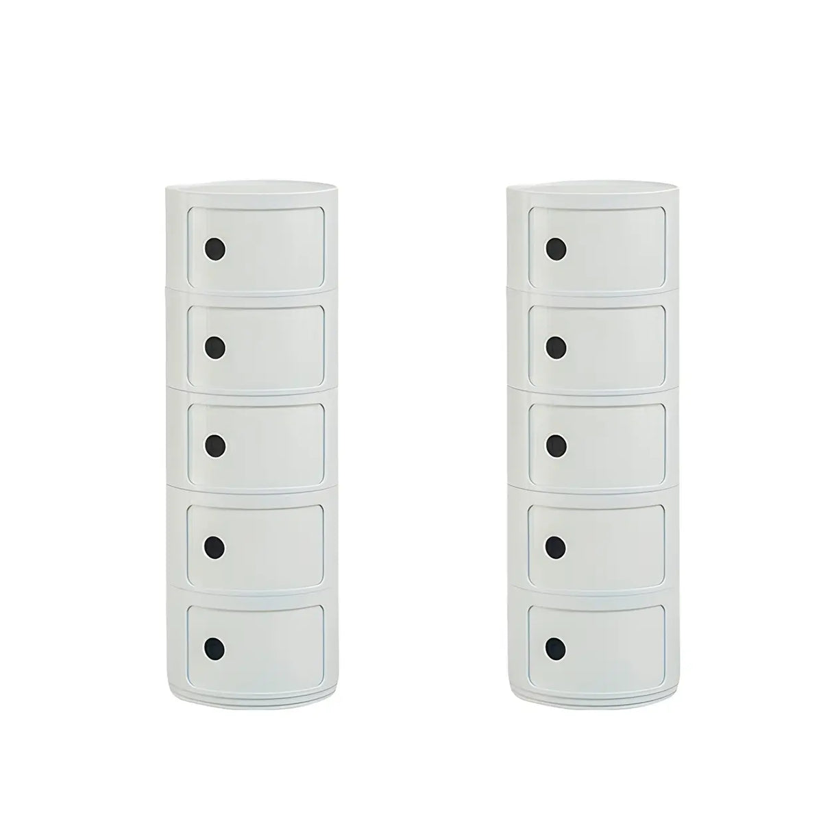 Pink Round Plastic Nightstand with Shelves and Cabinet Image - 44