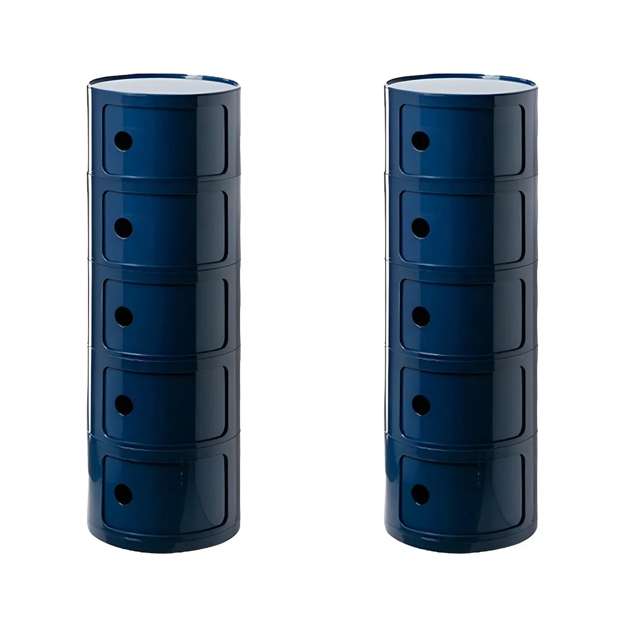 Pink Round Plastic Nightstand with Shelves and Cabinet Image - 48