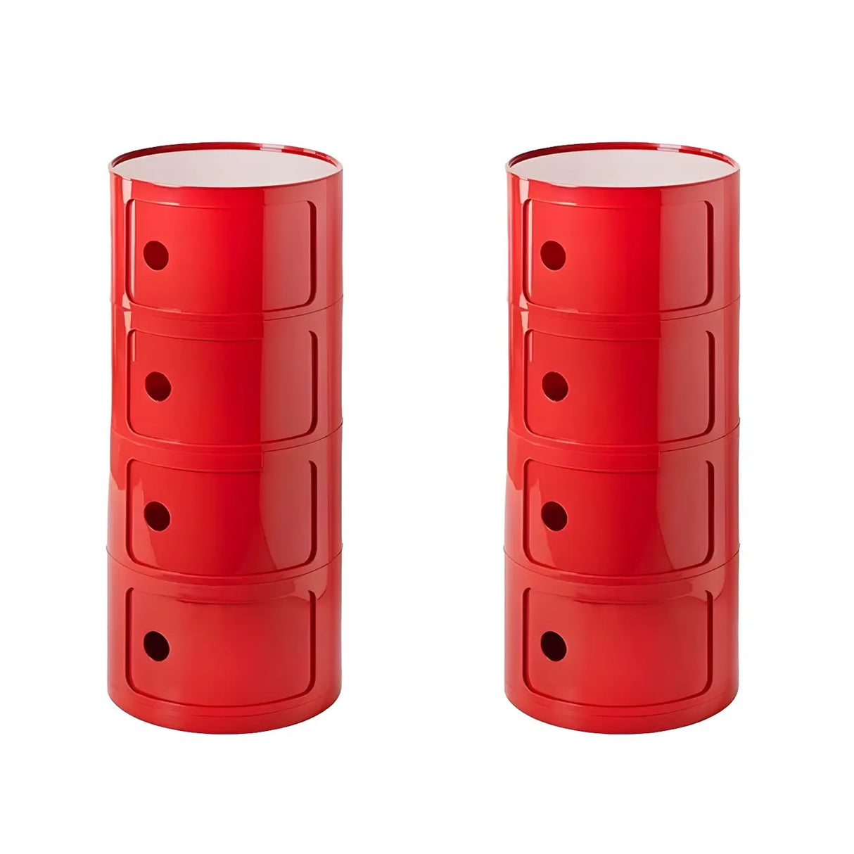 Pink Round Plastic Nightstand with Shelves and Cabinet Image - 60