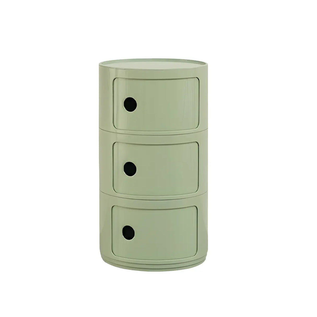 Pink Round Plastic Nightstand with Shelves and Cabinet Image - 51