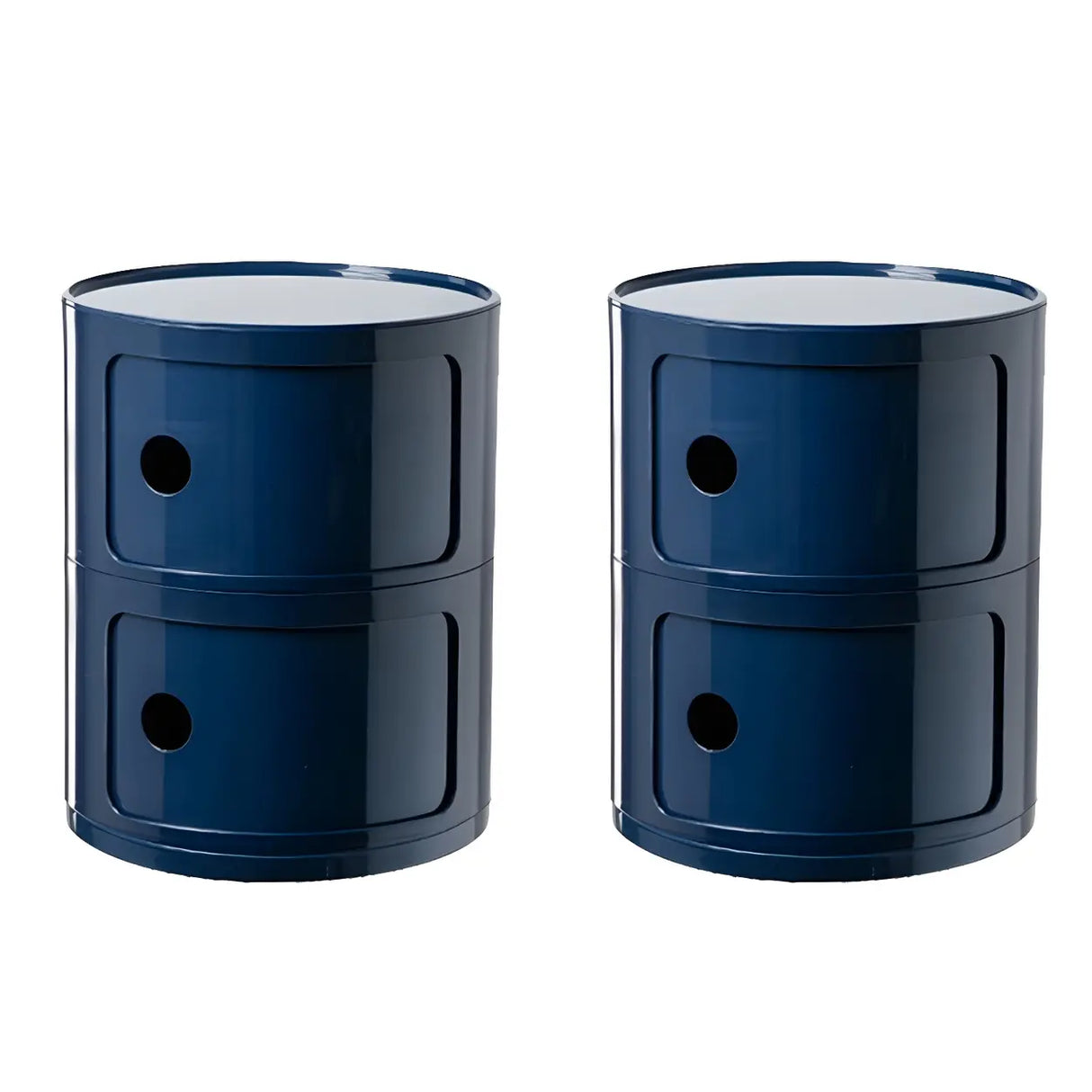 Pink Round Plastic Nightstand with Shelves and Cabinet Image - 56