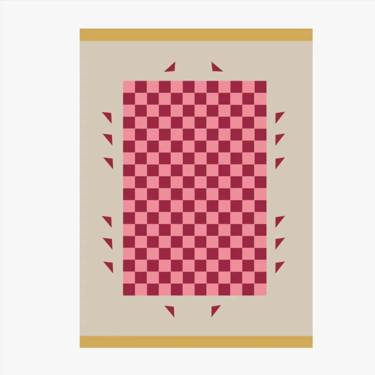 Pink Square Checkered Pattern Polyester Area Rug Image - 4