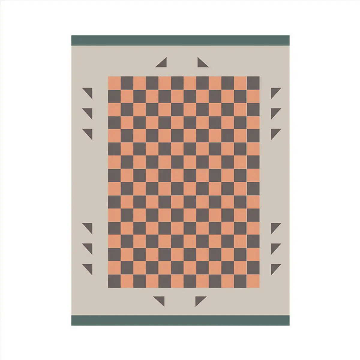Pink Square Checkered Pattern Polyester Area Rug Image - 5
