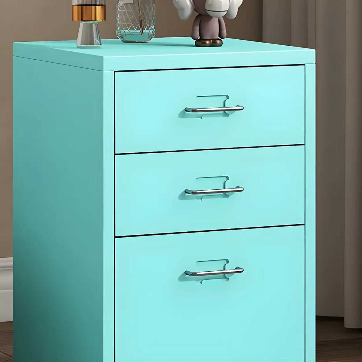 Pink Vertical Metal Casters Drawer Chest for Bedroom Image - 13