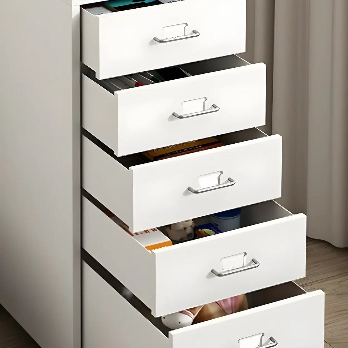 Pink Vertical Metal Casters Drawer Chest for Bedroom Image - 16