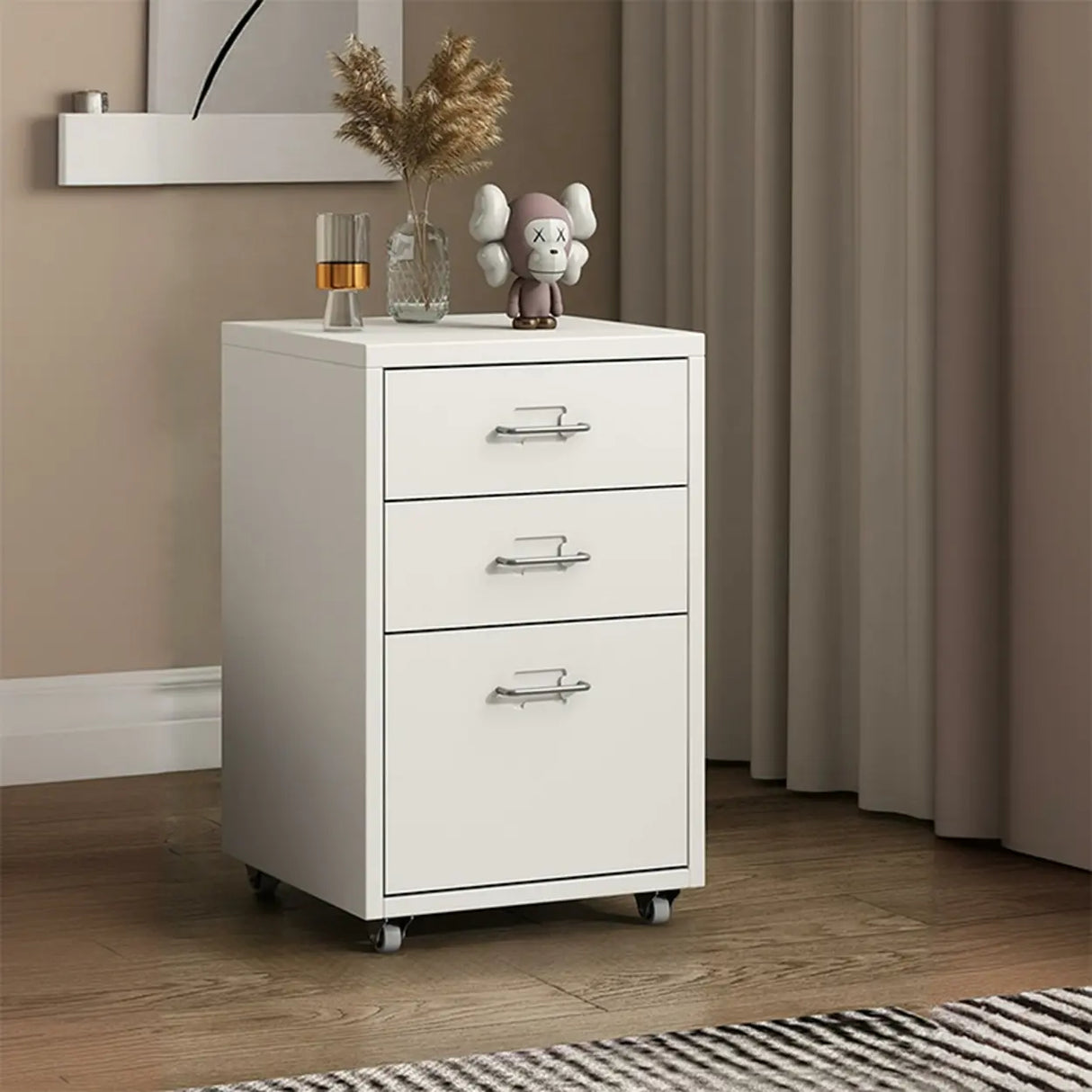 Pink Vertical Metal Casters Drawer Chest for Bedroom Image - 17