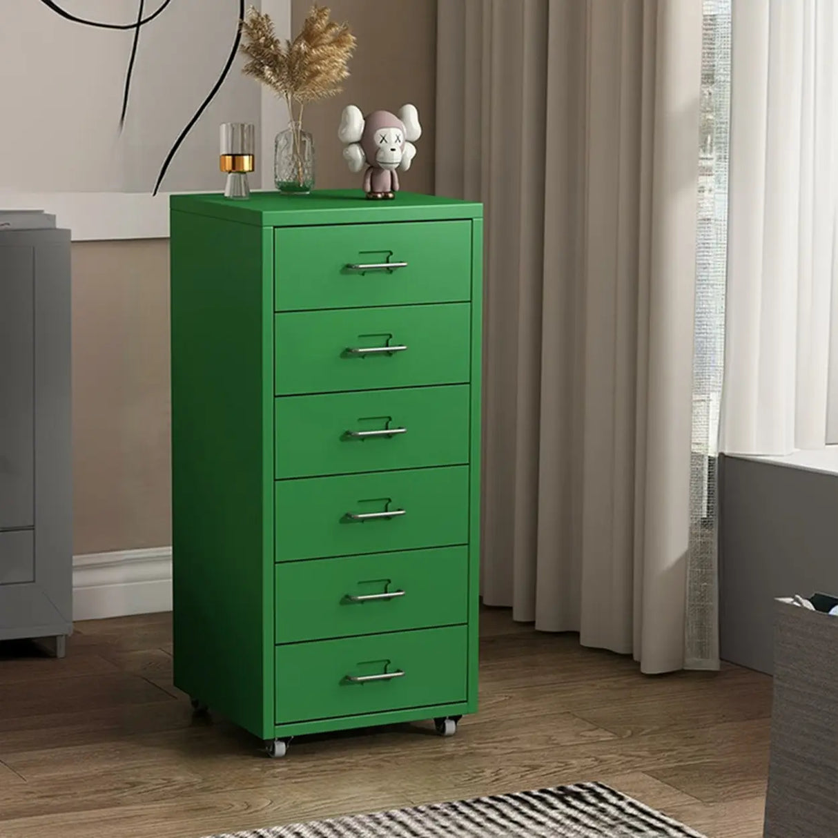 Pink Vertical Metal Casters Drawer Chest for Bedroom Image - 20