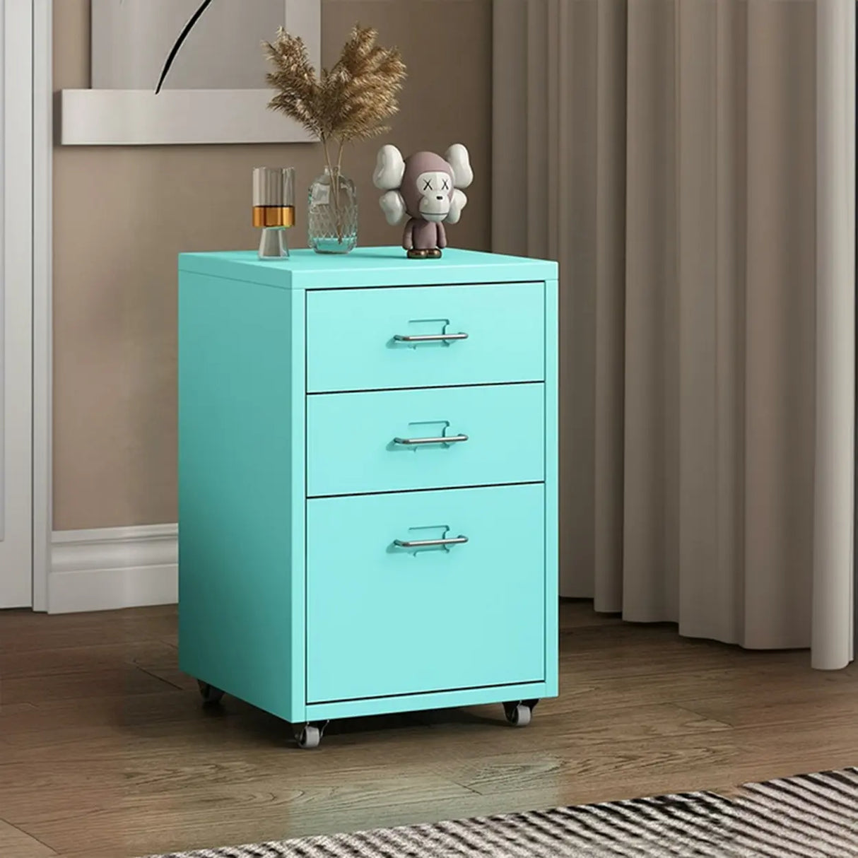 Pink Vertical Metal Casters Drawer Chest for Bedroom Image - 26