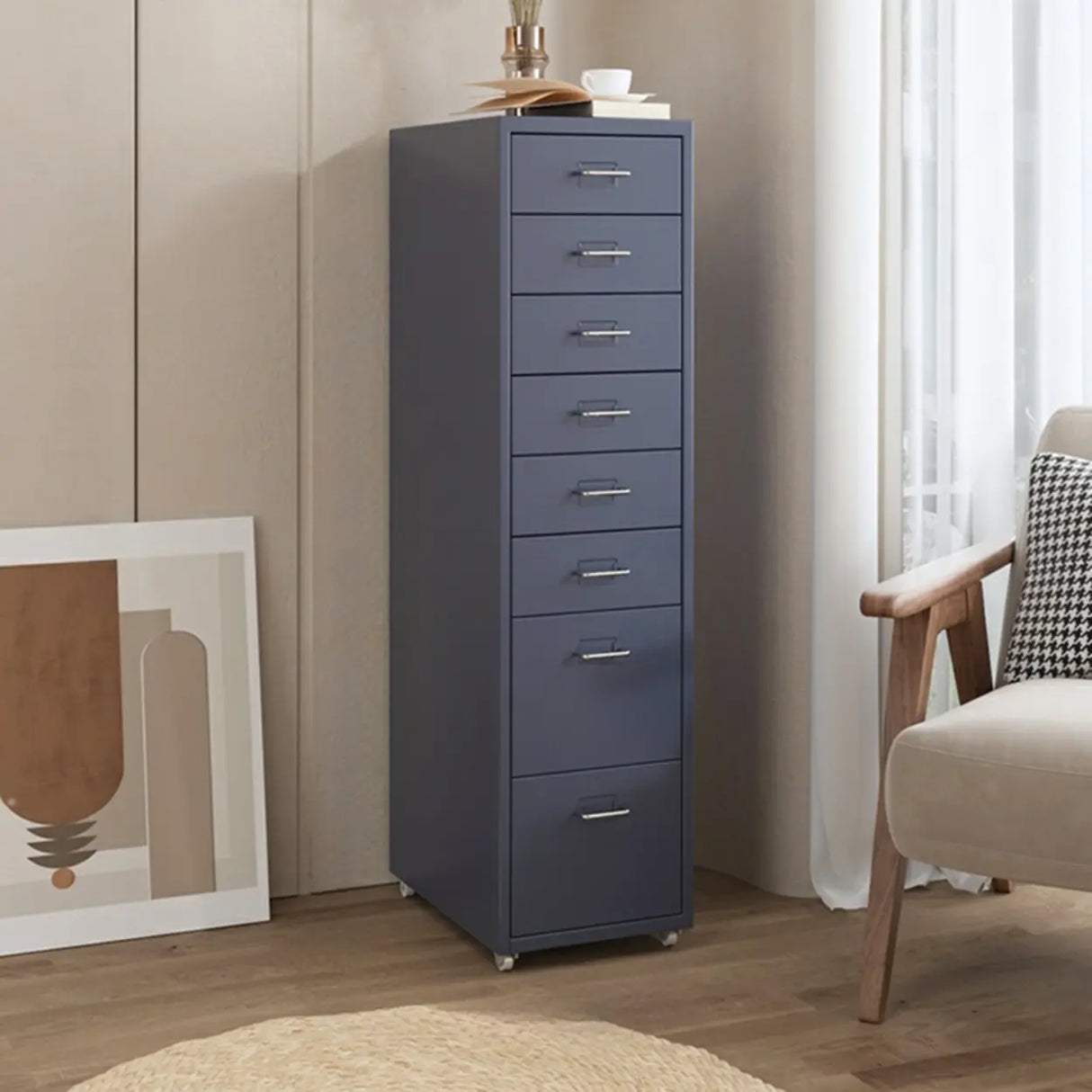 Pink Vertical Metal Casters Drawer Chest for Bedroom Image - 29