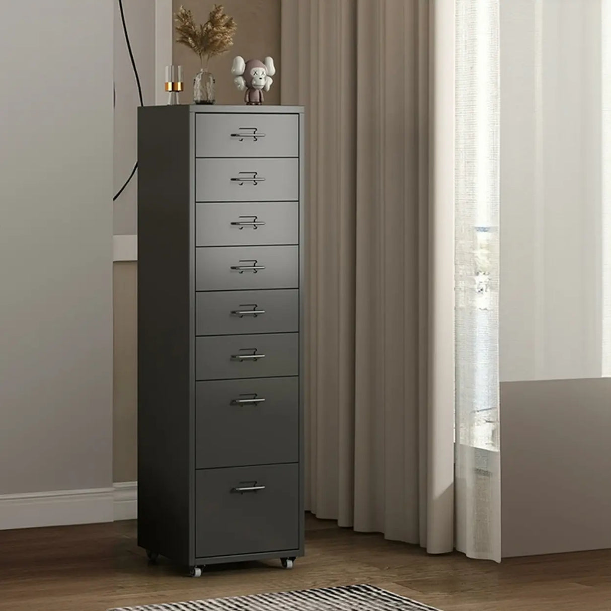 Pink Vertical Metal Casters Drawer Chest for Bedroom Image - 2