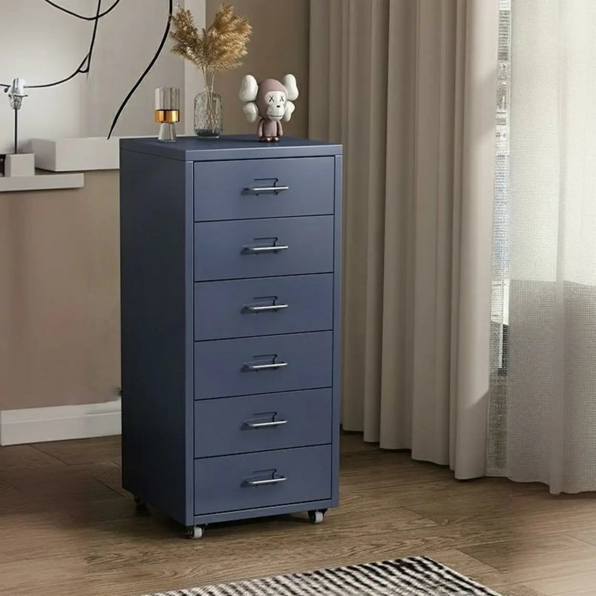 Pink Vertical Metal Casters Drawer Chest for Bedroom Image - 30