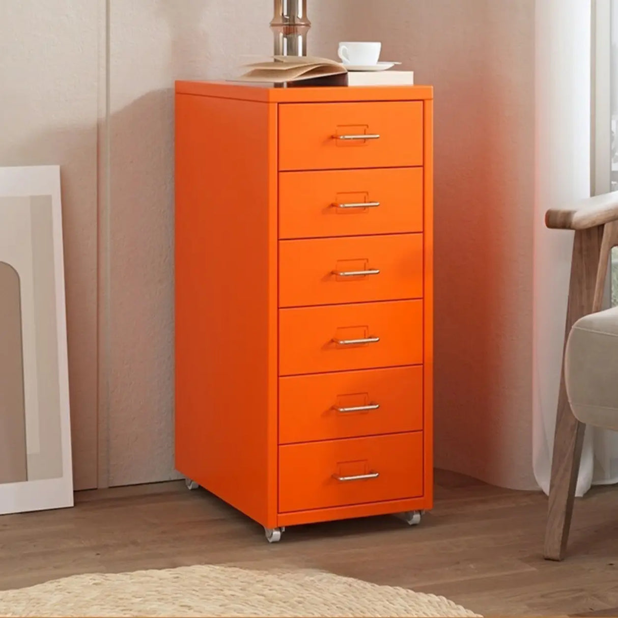 Pink Vertical Metal Casters Drawer Chest for Bedroom Image - 36