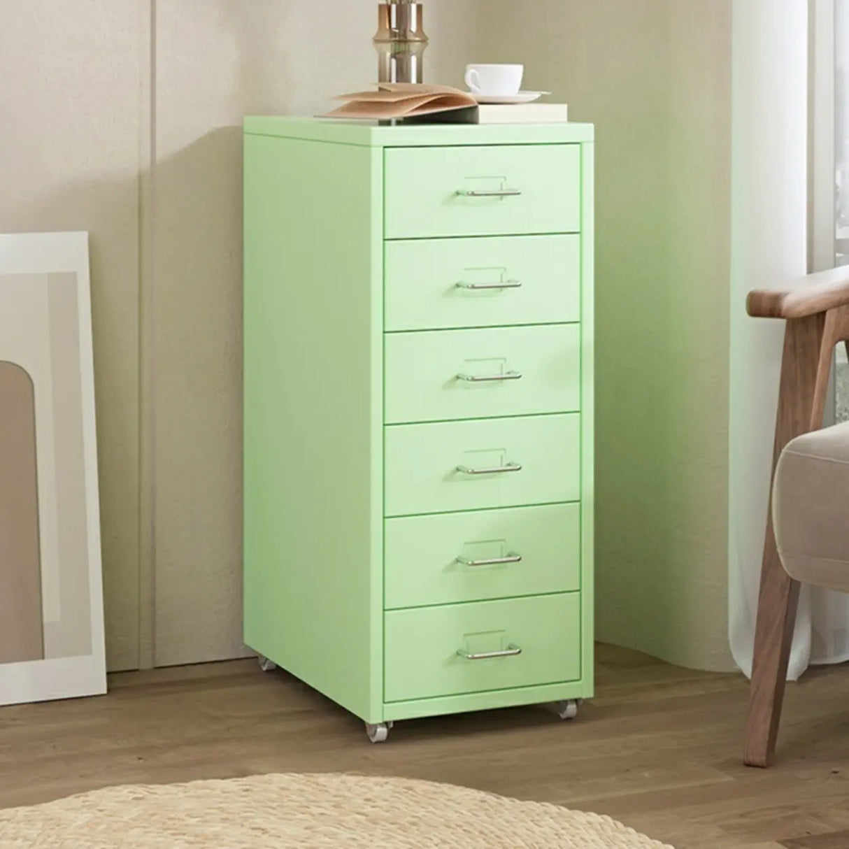 Pink Vertical Metal Casters Drawer Chest for Bedroom Image - 37