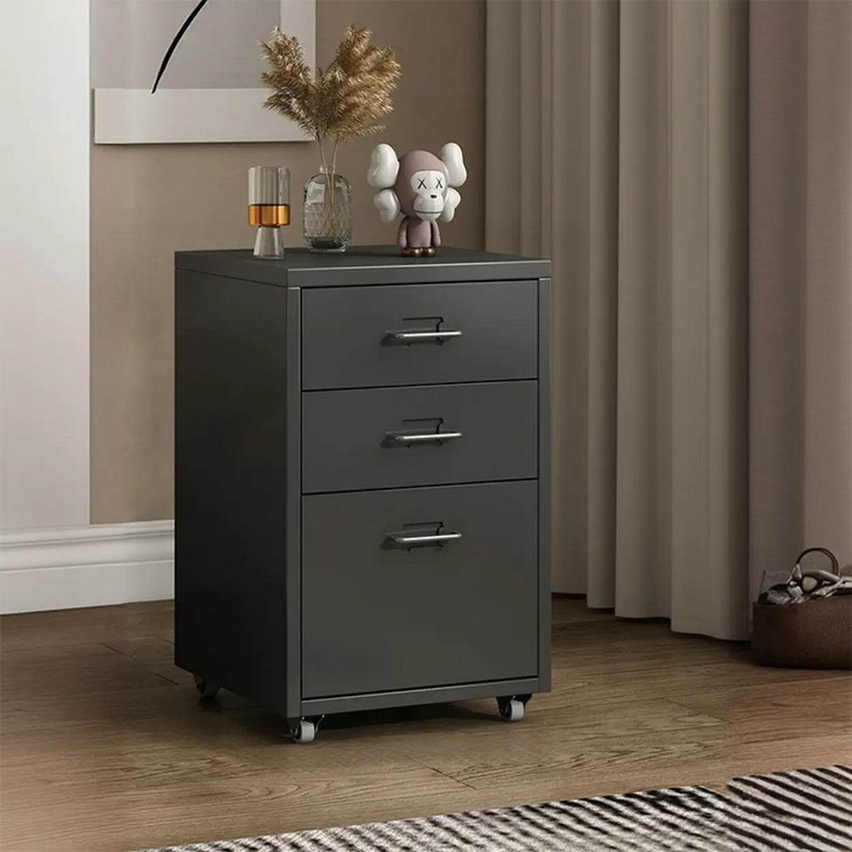 Pink Vertical Metal Casters Drawer Chest for Bedroom Image - 3