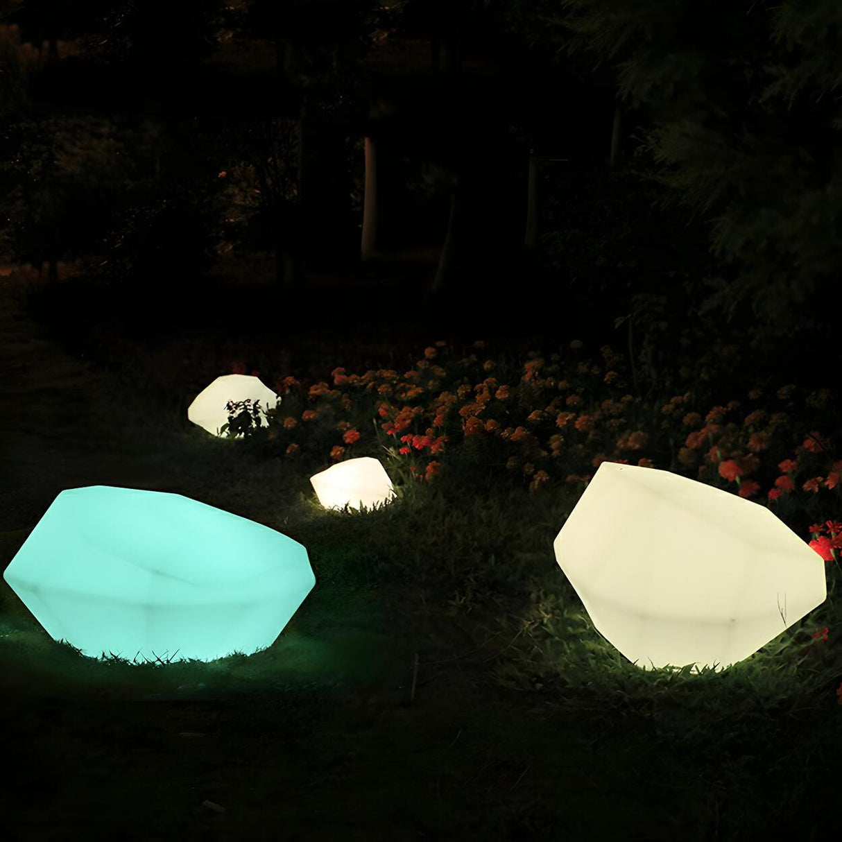 Plastic Shade White Rock LED Garden Landscape Lighting Image - 6