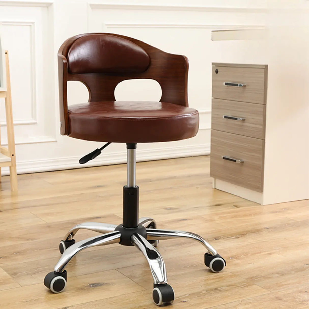 Pneumatic Adjustable Fabric Swivel Sliding Bar Stool Grey Image - 11