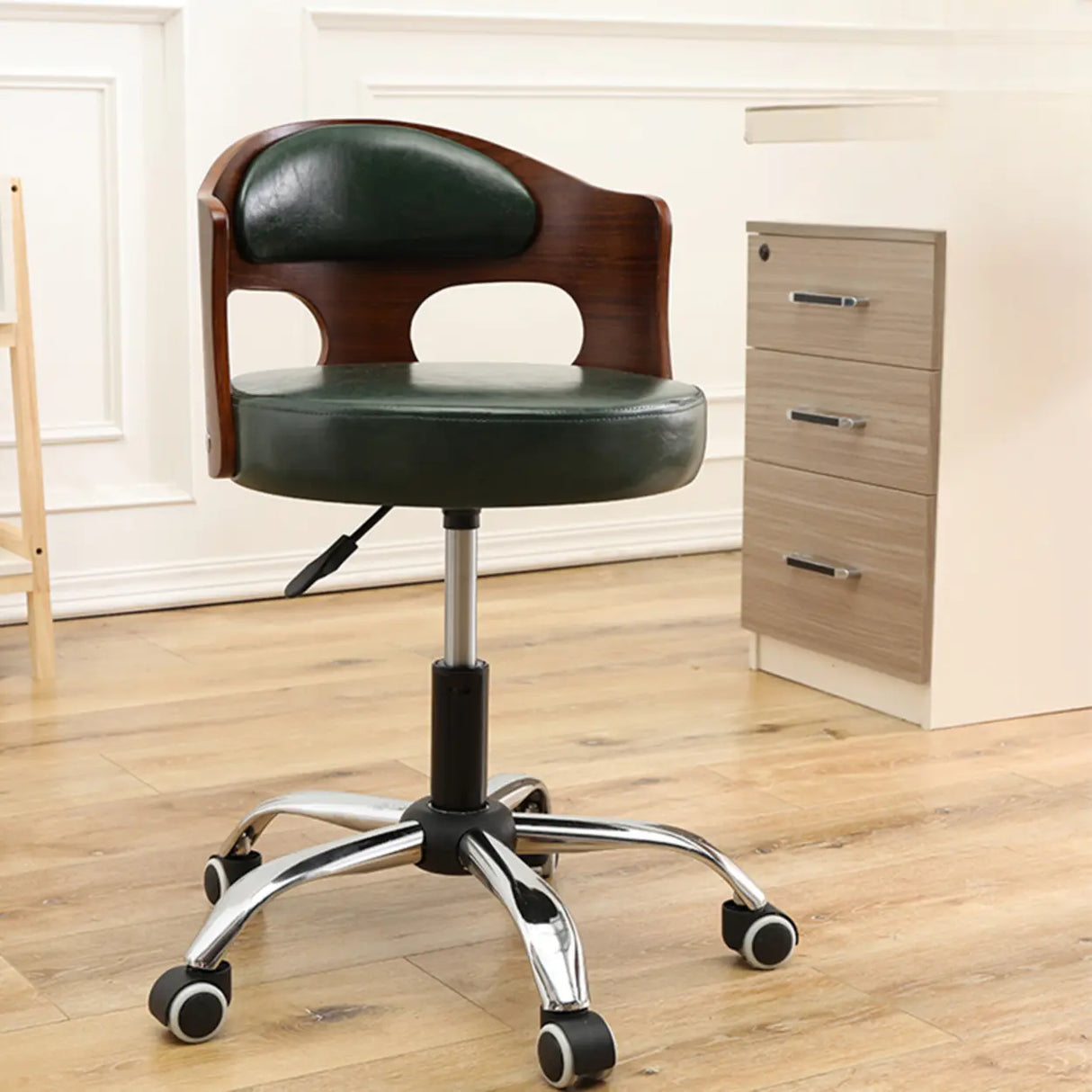 Pneumatic Adjustable Fabric Swivel Sliding Bar Stool Grey Image - 12