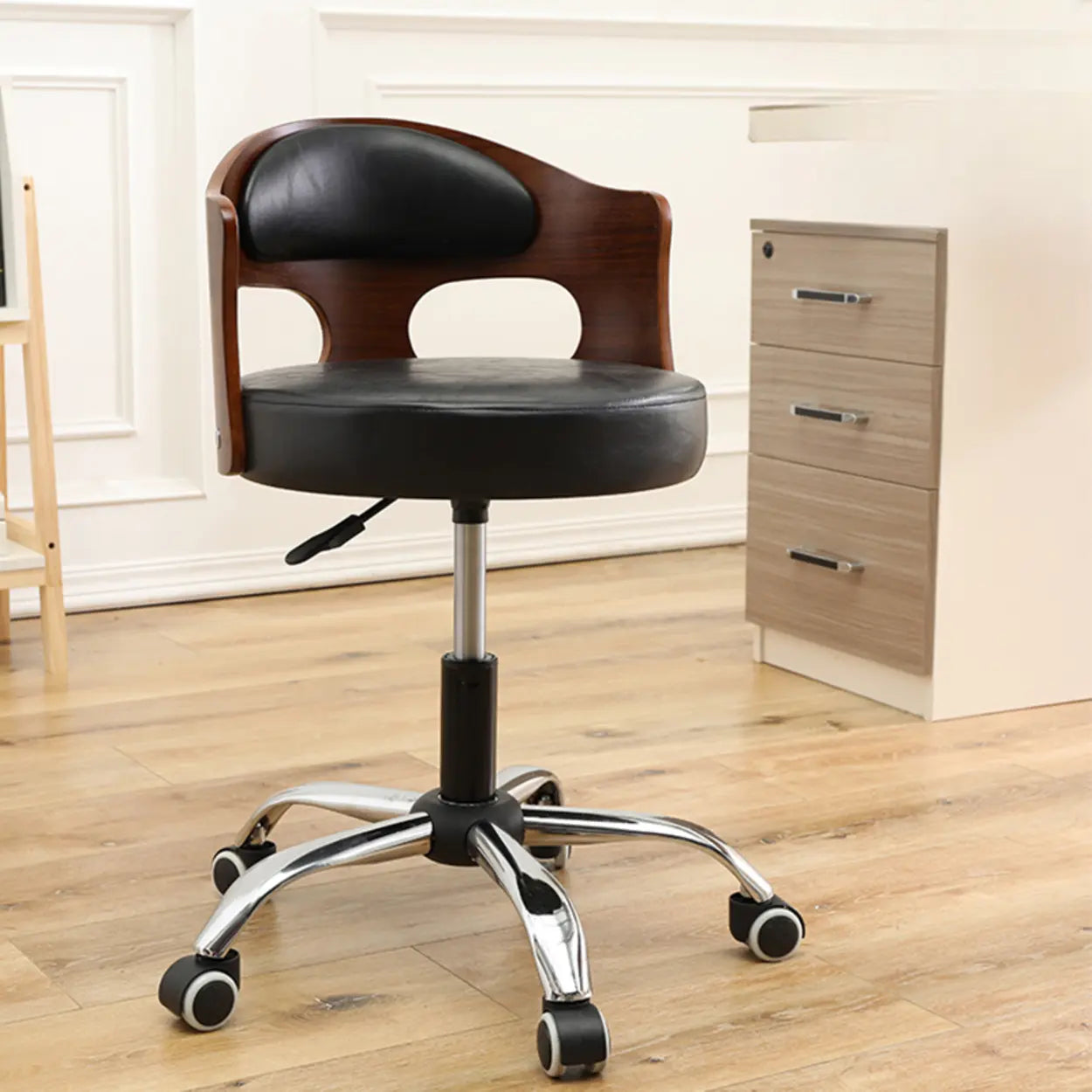 Pneumatic Adjustable Fabric Swivel Sliding Bar Stool Grey Image - 13