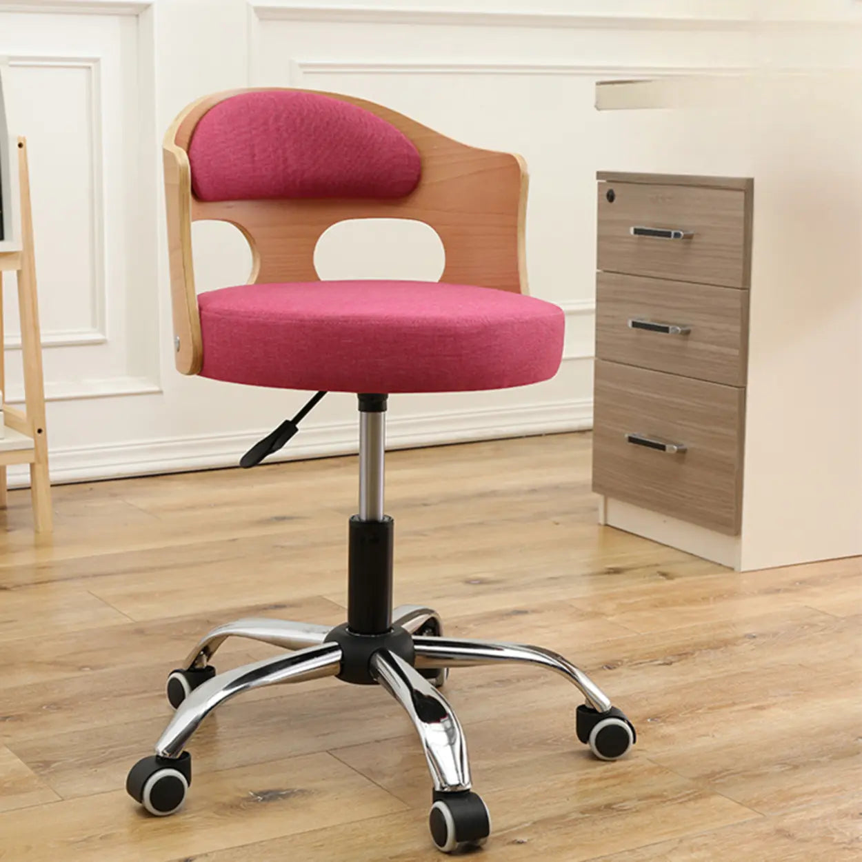 Pneumatic Adjustable Fabric Swivel Sliding Bar Stool Grey Image - 15