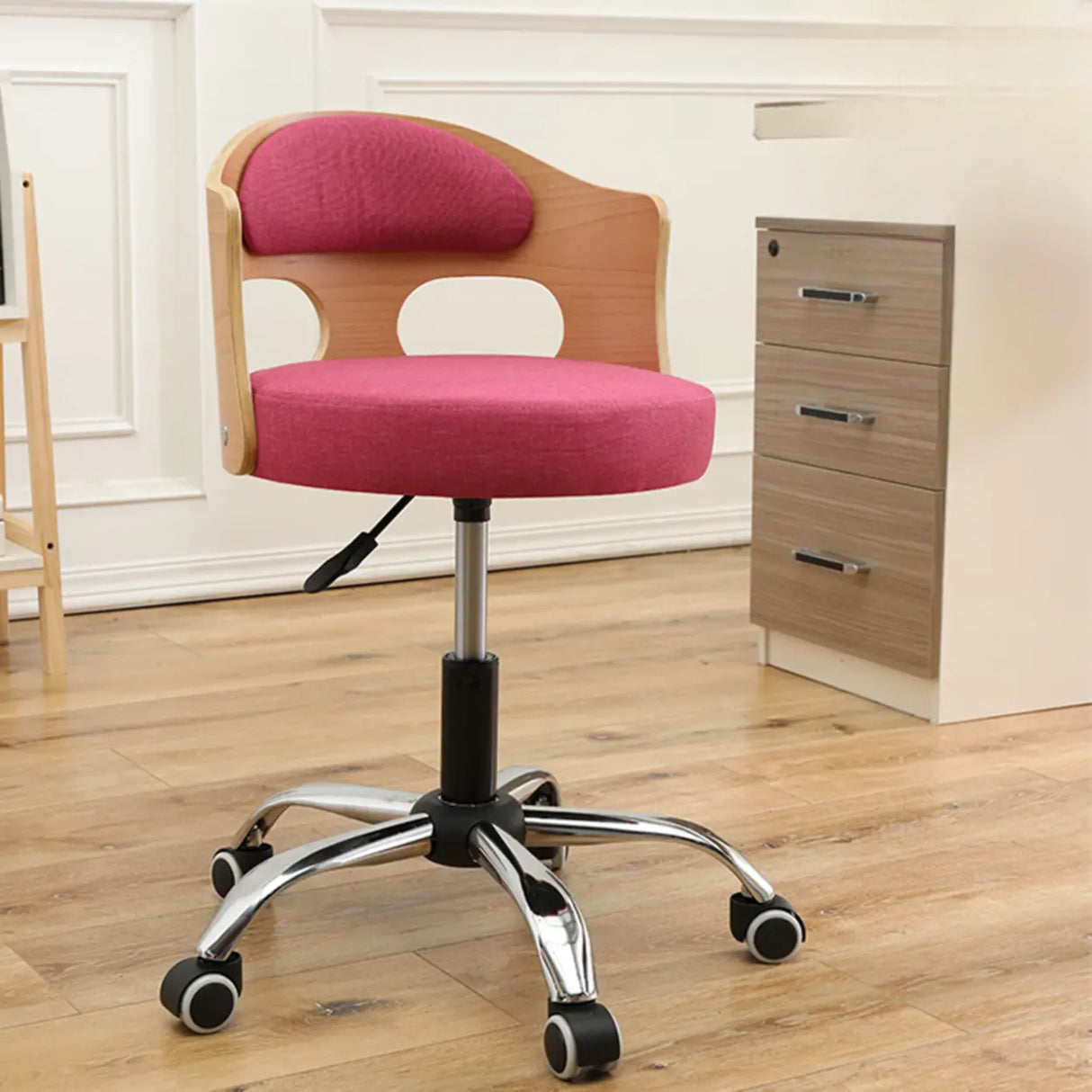 Pneumatic Adjustable Fabric Swivel Sliding Bar Stool Grey Image - 15