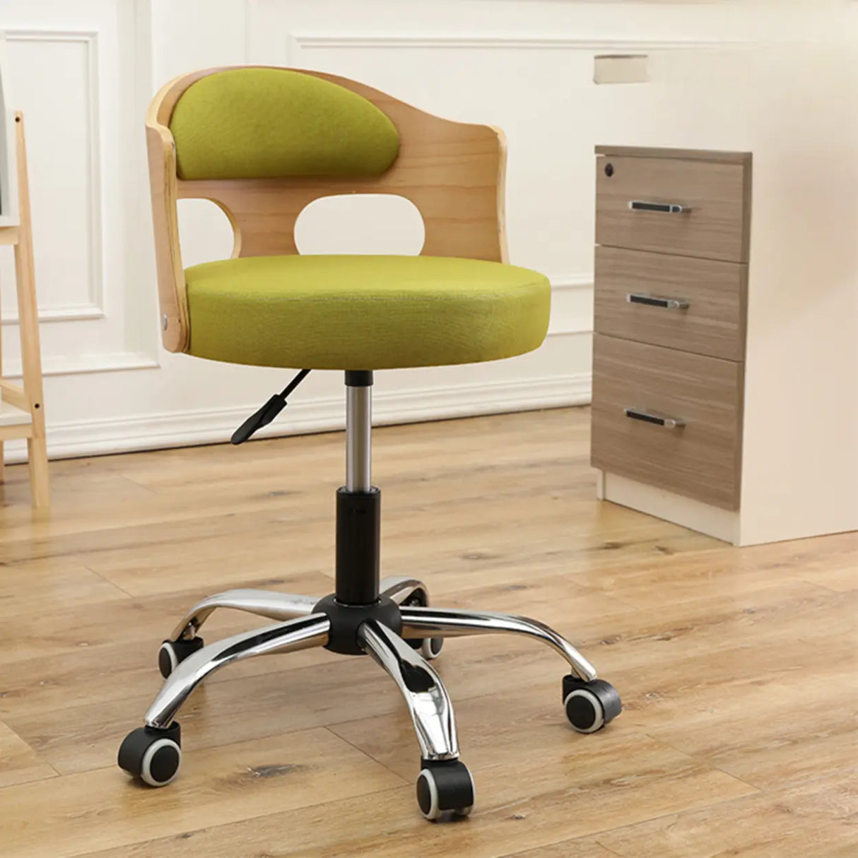 Pneumatic Adjustable Fabric Swivel Sliding Bar Stool Grey Image - 16